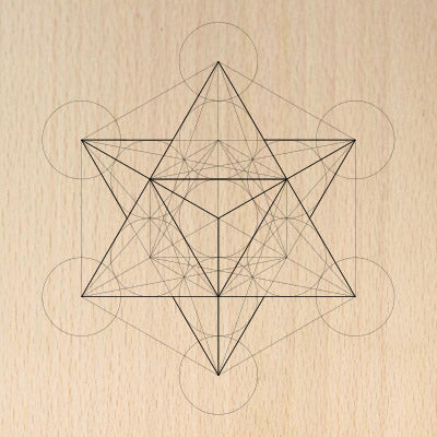 Sacred Geometry Wooden Crystal Grid Plate - Merkaba
