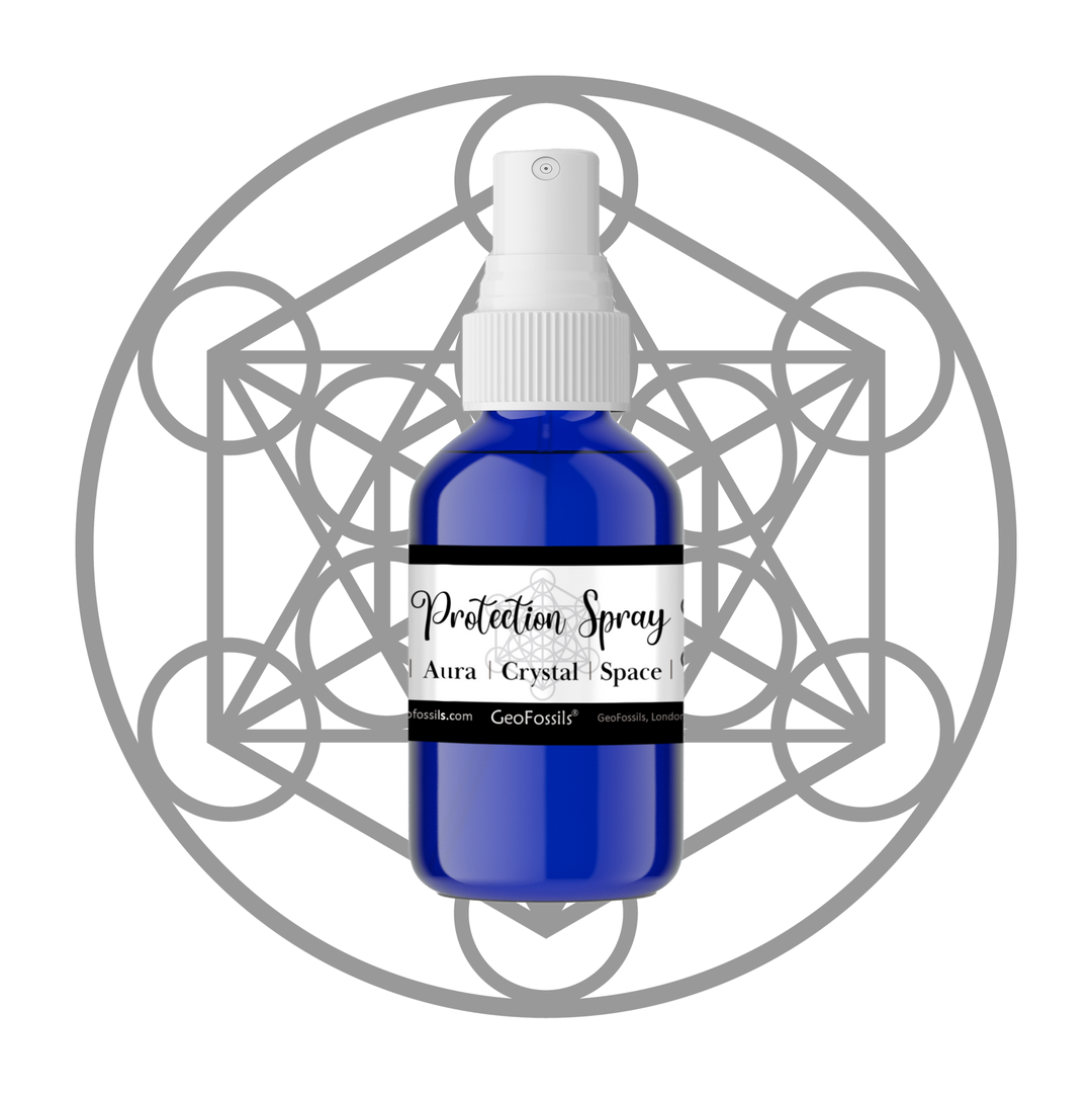 GeoFossils Aura Protection Spray – Crystal-Infused Mist with Frankincense and Tourmaline for Energy Shielding and Grounding