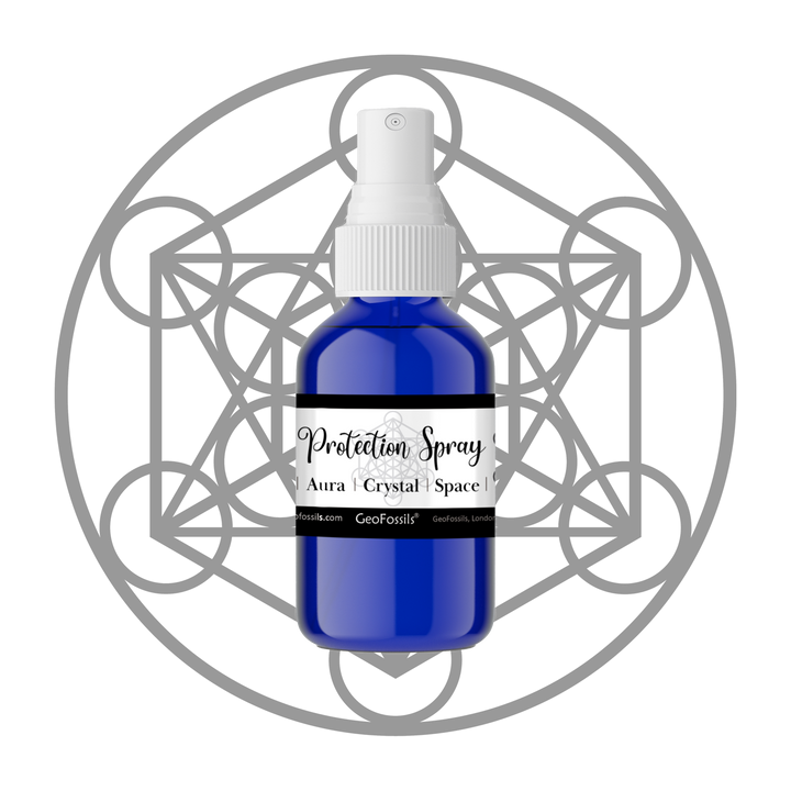GeoFossils Aura Protection Spray – Crystal-Infused Mist with Frankincense and Tourmaline for Energy Shielding and Grounding