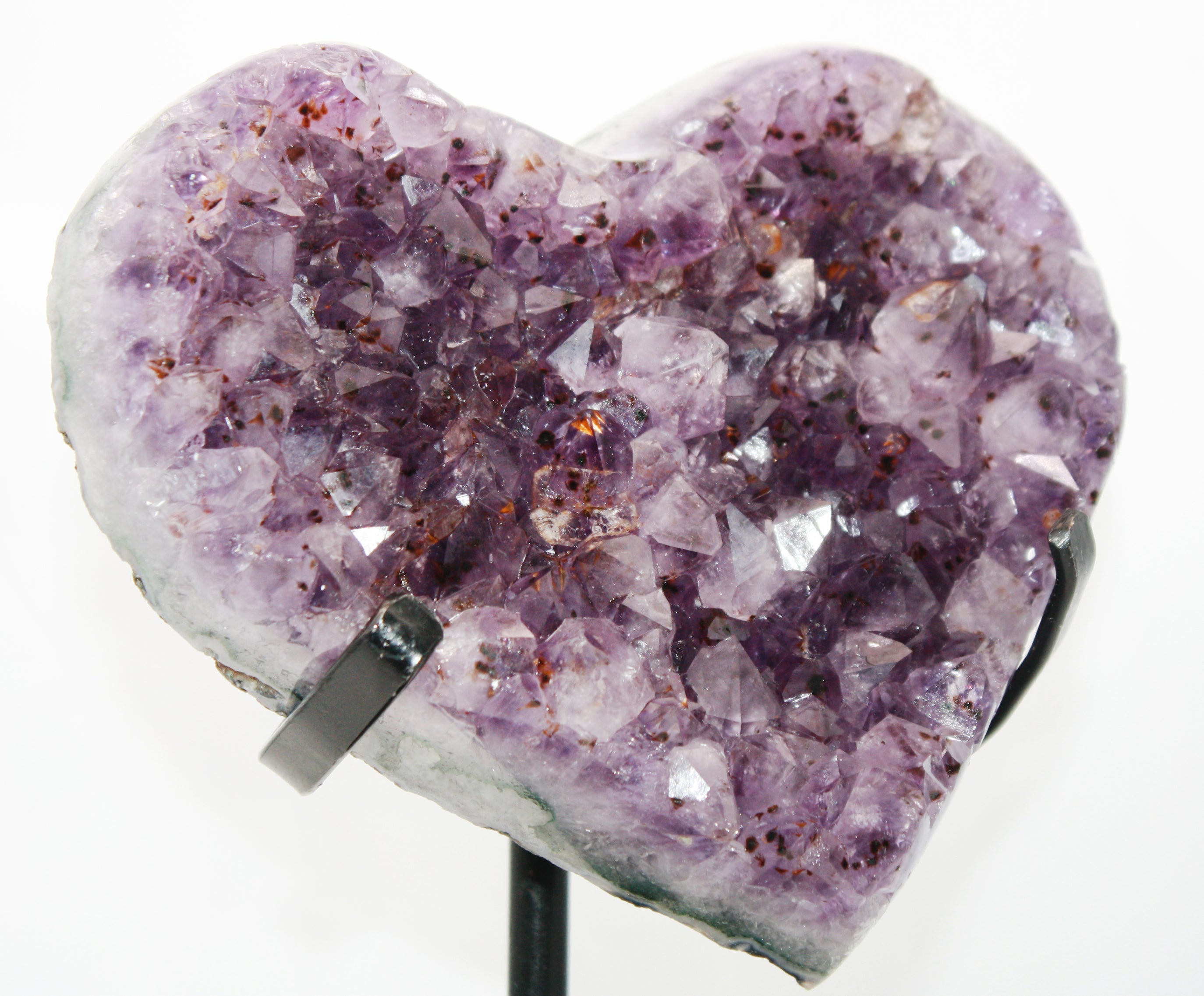 Heart shaped purple crystal with rigid sparkly crystals