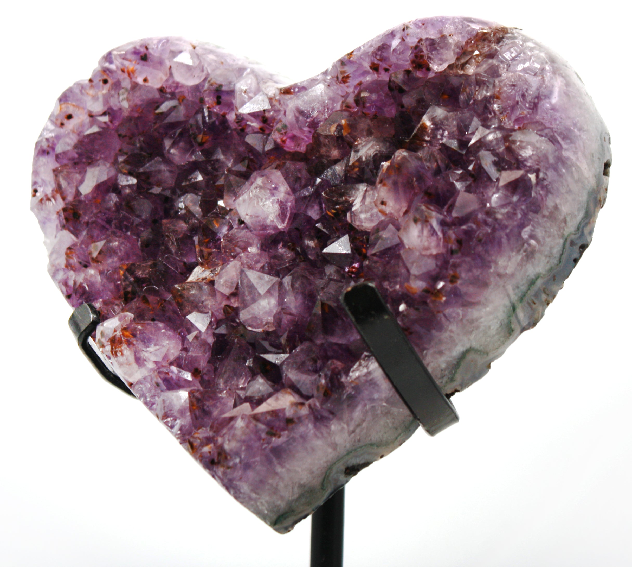 Heart shaped purple crystal with rigid sparkly crystals